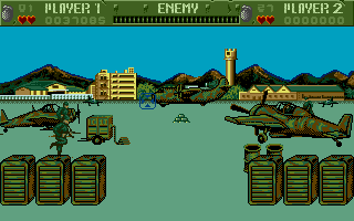 Cabal (Atari ST) screenshot: A nice, tranquil airfield