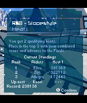 SSX: Out of Bounds (N-Gage) screenshot: Race results.