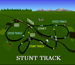 Race Drivin' (SNES) screenshot: Overview of the stunt track
