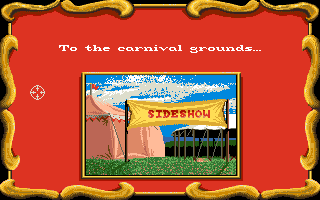 SideShow (Amiga) screenshot: Onto the carnival grounds.
