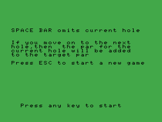 Crazy Golf (MSX) screenshot: help 2/2