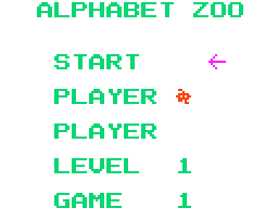 Alphabet Zoo (TRS-80 CoCo) screenshot: Main menu