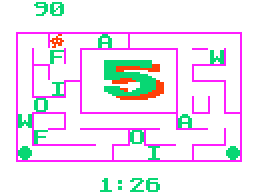 Alphabet Zoo (TRS-80 CoCo) screenshot: Five