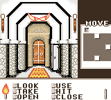 Shadowgate Classic (Game Boy Color) screenshot: "Private eyes, they're watching you. They see your every move."