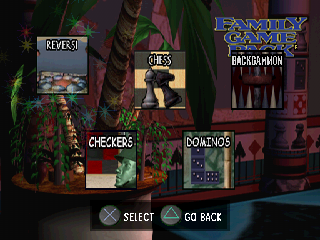 Family Game Pack (PlayStation) screenshot: The board game menu