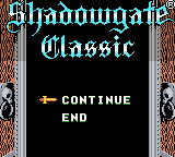 Shadowgate Classic (Game Boy Color) screenshot: Continue or end?