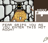 Shadowgate Classic (Game Boy Color) screenshot: I entered this new room. It doesn't look cuddly.