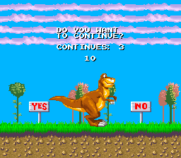 We're Back!: A Dinosaur's Story (SNES) screenshot: Continue screen