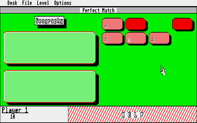 Perfect Match (Atari ST) screenshot: Playing a short game on easy level