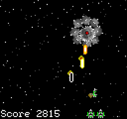Alien Assault (Windows) screenshot: The boss is surrounded with mines.