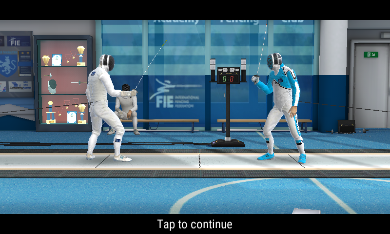 FIE Swordplay (Android) screenshot: Fencers getting ready