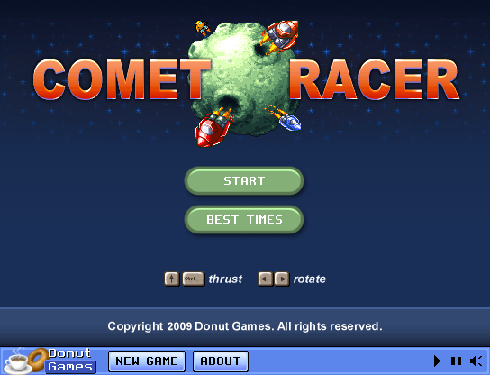 Comet Racer (Browser) screenshot: Title screen