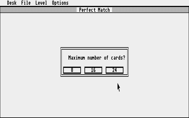 Perfect Match (Atari ST) screenshot: Choosing number of cards