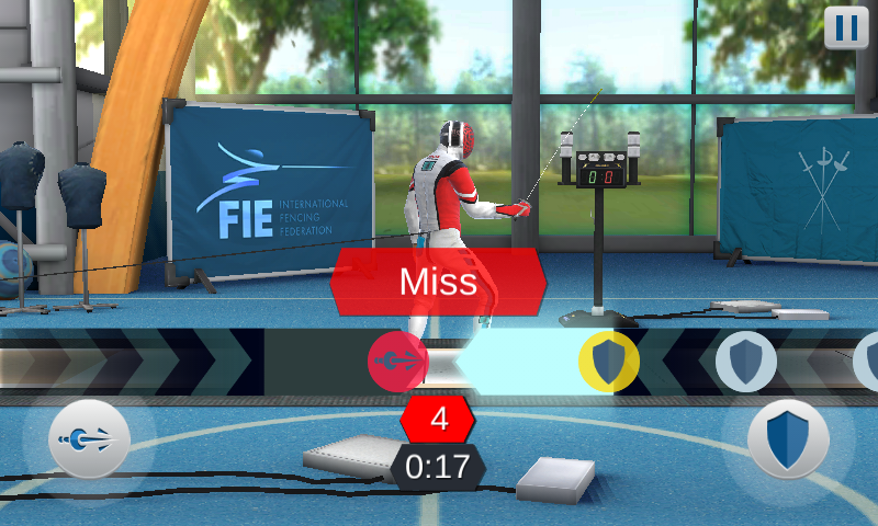 FIE Swordplay (Android) screenshot: Shadow duels play like rhythm action games