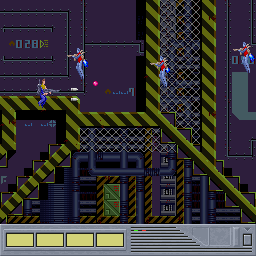 Cosmic Psycho (Sharp X68000) screenshot: There are also side-scrolling shooting sections in this game