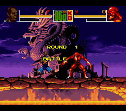 Shaq Fu (SNES) screenshot: Start of a fight