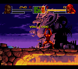 Shaq Fu (SNES) screenshot: Lost a round.
