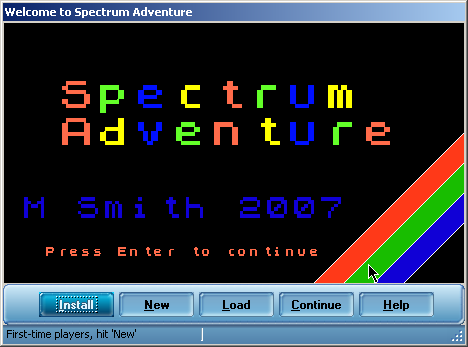 Spectrum Adventure (Windows) screenshot: Title screen