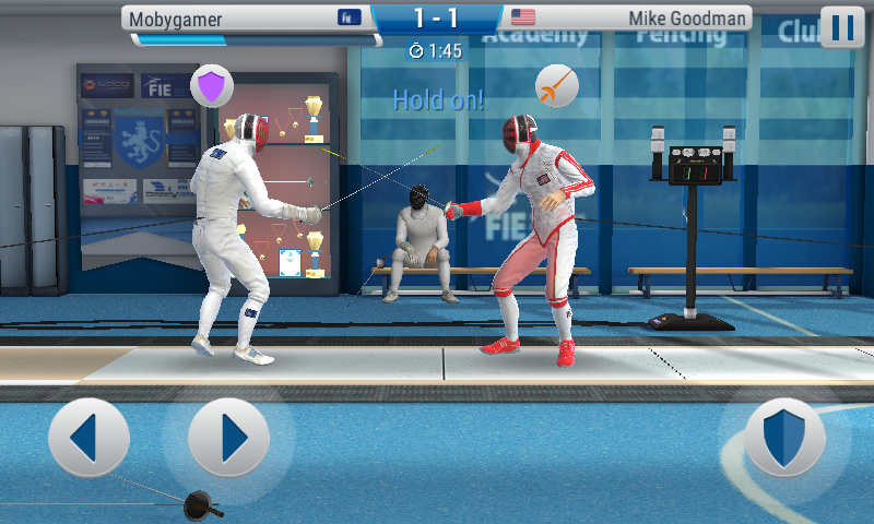 FIE Swordplay (Android) screenshot: A right to attack game