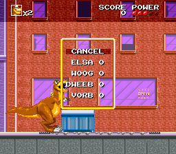 We're Back!: A Dinosaur's Story (SNES) screenshot: In some parts of the game you can call in your sidekicks for help.