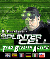 Tom Clancy's Splinter Cell (N-Gage) screenshot: Language selection and title screen.