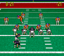 Pro Quarterback (SNES) screenshot: On defense