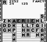 Wordtris (Game Boy) screenshot: Longish words are always nice.