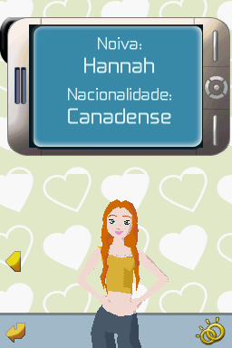 Imagine: Wedding Designer (Nintendo DS) screenshot: New profile unlocked: Hanna (Brazilian Portuguese)