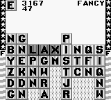 Wordtris (Game Boy) screenshot: A lax way to remove the X.