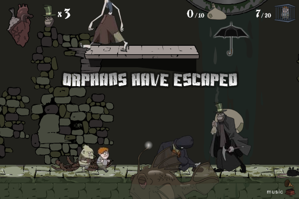 Orphan Feast (Browser) screenshot: Some orphans have escaped from the lair.