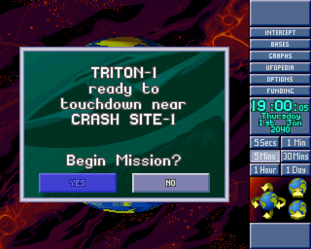 X-COM: Terror from the Deep (PlayStation) screenshot: Your craft reached the alien crash site.