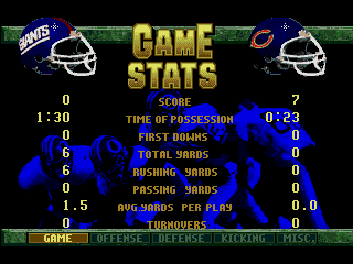 Screenshot of NFL Football '94 starring Joe Montana (Genesis, 1993