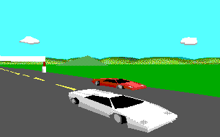 Stunts (Amiga) screenshot: The race has just begun...