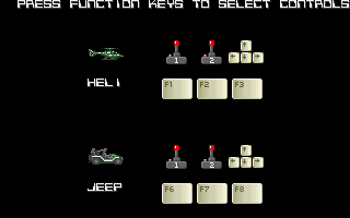 Silkworm (Amiga) screenshot: Press function keys to select controls