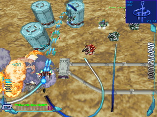 RayCrisis: Series Termination (PlayStation) screenshot: Area 2, destroying enemy structures