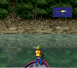 Mark Davis' The Fishing Master (SNES) screenshot: Reeling a fish in