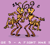 Antz (Game Boy Color) screenshot: Stage 3. A fight broke out in the bar. I need to find where Princess Bala ran away to.