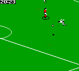 FIFA Soccer 96 (Game Boy) screenshot: A freaking header. (SGB Enhanced)