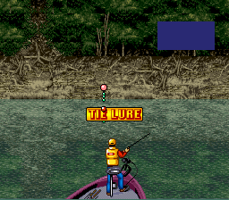 Mark Davis' The Fishing Master (SNES) screenshot: Oops forgot to tie the lure