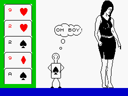 Animated Strip Poker (ZX Spectrum) screenshot: Oh boy - take I