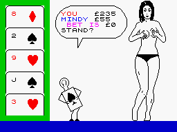 Animated Strip Poker (ZX Spectrum) screenshot: Do I stand?