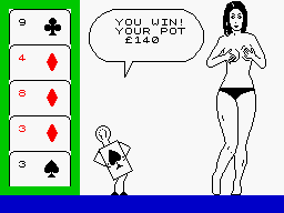 Animated Strip Poker (ZX Spectrum) screenshot: I won!