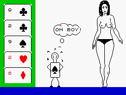 Animated Strip Poker (ZX Spectrum) screenshot: Oh boy take V.