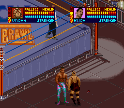 WCW SuperBrawl Wrestling (SNES) screenshot: Fighting outside the ring
