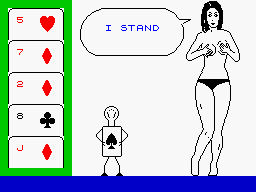 Animated Strip Poker (ZX Spectrum) screenshot: Let us not rush things.