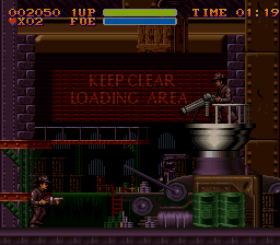 The Untouchables (SNES) screenshot: Watch out for the big gun