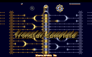 Paradroid 90 (Amiga) screenshot: Transfer completed