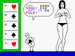 Animated Strip Poker (ZX Spectrum) screenshot: Do I fold?