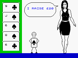 Animated Strip Poker (ZX Spectrum) screenshot: She's bluffing.