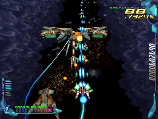 RayCrisis: Series Termination (PlayStation) screenshot: Area 3, descending through the clouds
